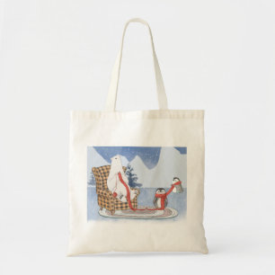Winter wünscht Polar Bear Stricks Scarf Penguin Tragetasche