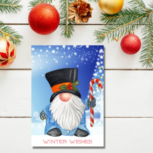 Winter wünscht Weihnachten Gnome Blau und Weiß