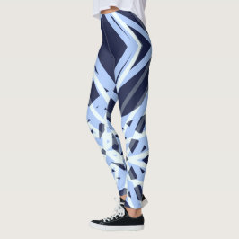 Winter Xmas Blue Gray Retro Geometrisches Muster Leggings