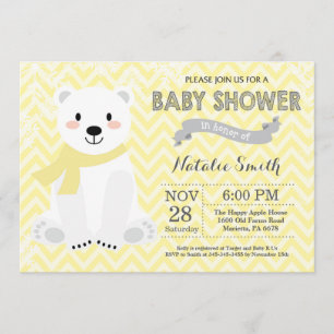 Winter Yellow Polar Bear Babydusche Einladung