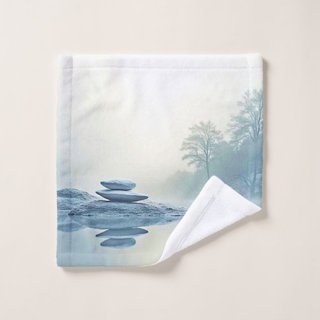 Winter Zen: Foggy Lake Balance Badhandtuch Set (Waschlappen)