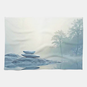 Winter Zen: Foggy Lake Balance Geschirrtuch
