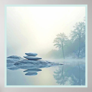 Winter Zen: Foggy Lake Balance Poster