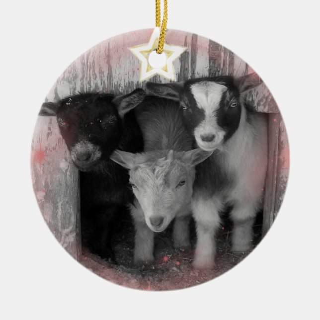 WINTER-ZIEGEN-BABY-WEIHNACHTSverzierung Keramik Ornament (Vorne)