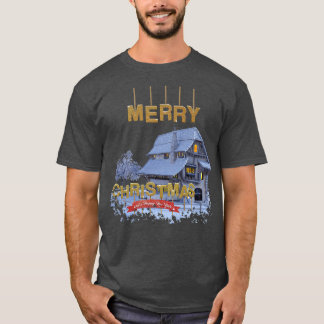 Winter Zuhause mit Schnee Frohe Weihnachten T-Shirt