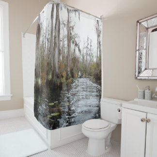 Winter-Zypresse-Bäume in Okefenokee Sumpf Duschvorhang