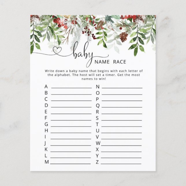 Winterabend-Kindernamenspiel (Vorderseite)