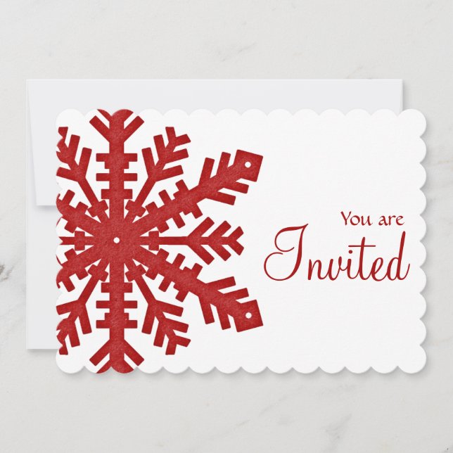 Winterabend Red Snowflake Party Einladung 1 (Vorderseite)