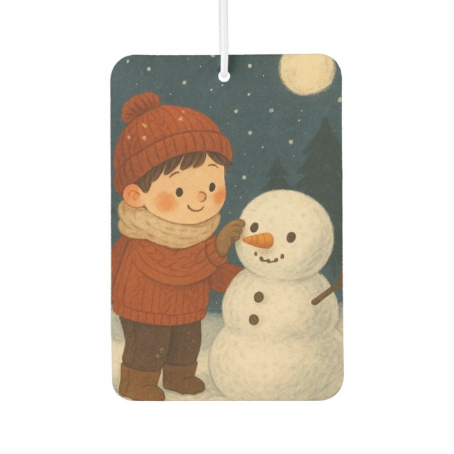 Winterabend Snowman Spaß Autolufterfrischer (Vorderseite)