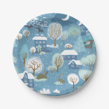 Winterabend Vintage Dorfmitte