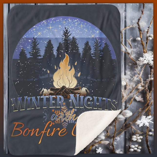 Winterabende mit Bonfire Lights Retro Sunset Sherpadecke (Von Creator hochgeladen)