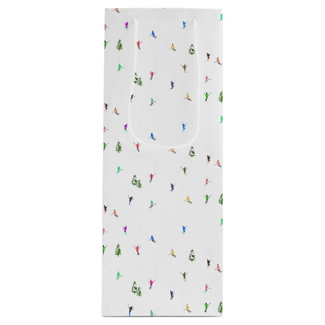 Winteralpine Skifahrer Skispass Geschenktüte Für Weinflaschen (Vorderseite)