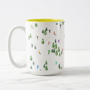 Winteralpine Skifahrer Skispass Zweifarbige Tasse