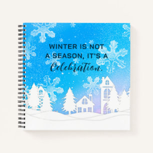 Winterangebot für das blaue Weiße Schneehaus Notizbuch