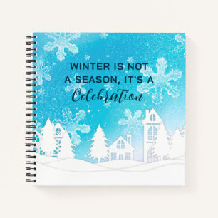 Winterangebot für das blaue Weiße Schneehaus Notizbuch