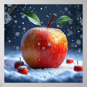 Winterapfel-Landschaft Gemütliche Schneebedeckte N Poster
