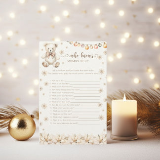 Winterbär, der Mama Best Baby Shower Game kennt