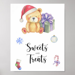 Winterbär, Süßigkeiten und Leckereien Babyduschpla Poster