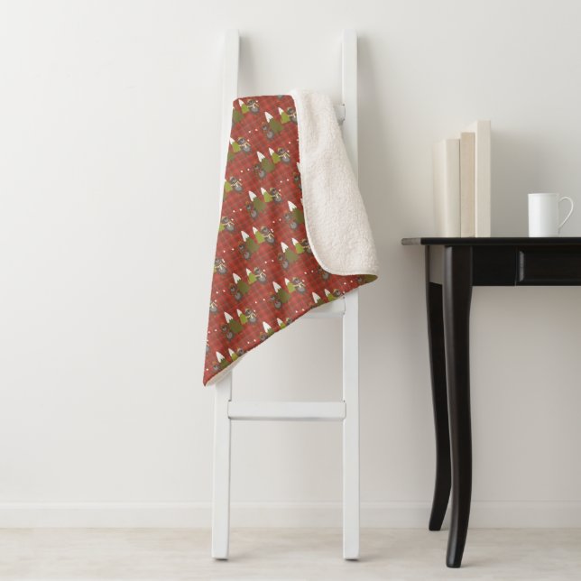 Winterbär Weißer Weihnachtsbüffel Kariert Sherpadecke (Beispiel)