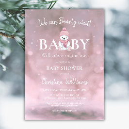 Winterbär Wir können frühzeitig abwarten Pink Baby Einladung