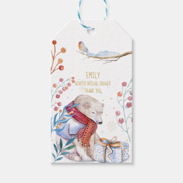 Winterbären-Geschenkmarke Personalisiert Geschenkanhänger (Vorderseite)