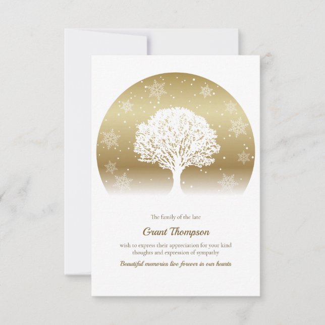 Winterbaum Beileid Danke Karte (Vorderseite)