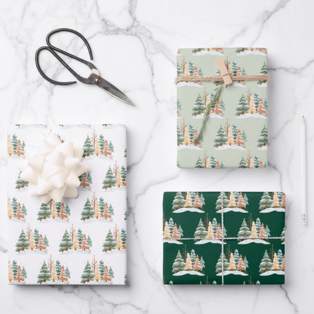 Winterbaum-Hintergrund Geschenkpapier Set (Vorderseite)