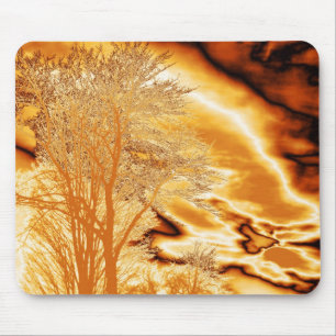 Winterbaum in geschmolzenem Gold-Mauspad Mousepad