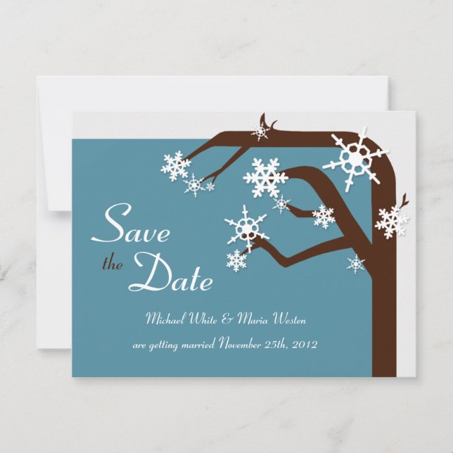 Winterbaum Snowflake Ankündigung Datum freihalten (Vorderseite)
