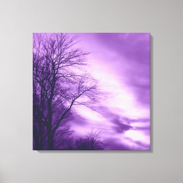 Winterbaum und Himmel in Lila ummantelten Leinwand (Vorderseite)