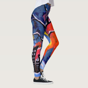 Winterbaum und Stadtlampen Originelles Kunstwerk Leggings