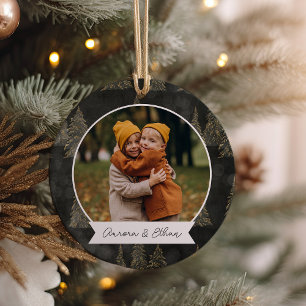 Winterbäume Doppelseitiges Personalisiertes Foto Keramik Ornament