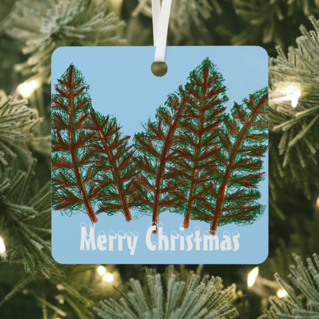 Winterbäume frohe Weihnachten Ornament Aus Metall (InSitu)
