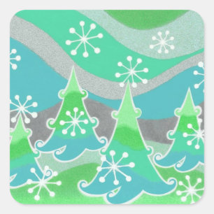 Winterbäume Grüner Aufkleber