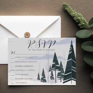 Winterbäume Hochzeit mit RSVP-Karte RSVP Karte