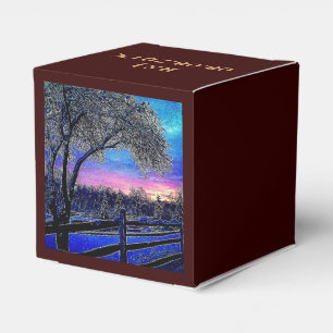 Winterbäume Impressionismus Sonnenaufgangslandscha Geschenkschachtel