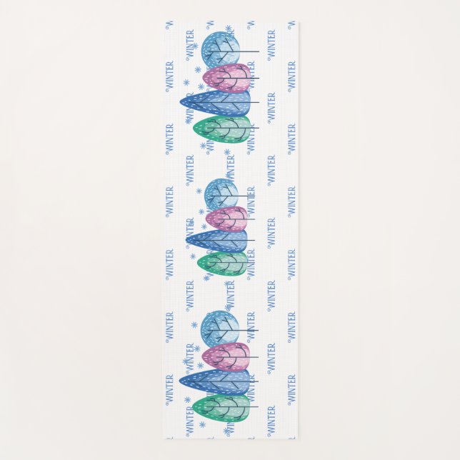 Winterbäume in Fun Pastels Typografie Yogamatte (Vorderseite)