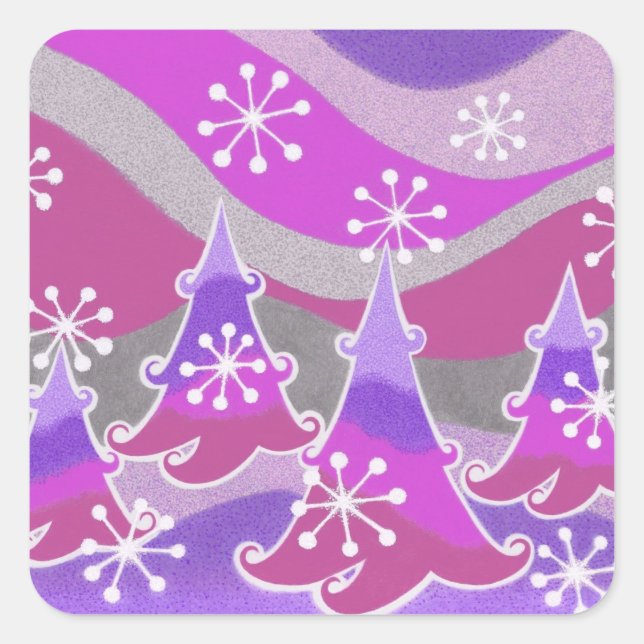 Winterbäume Lila Aufkleber (Vorderseite)