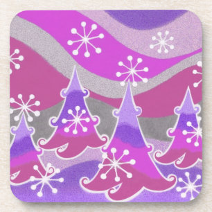 Winterbäume Lila Untersetzer Set Kunststoff