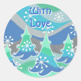 Winterbäume "mit Liebe" Rundaufkleber Runder Aufkleber