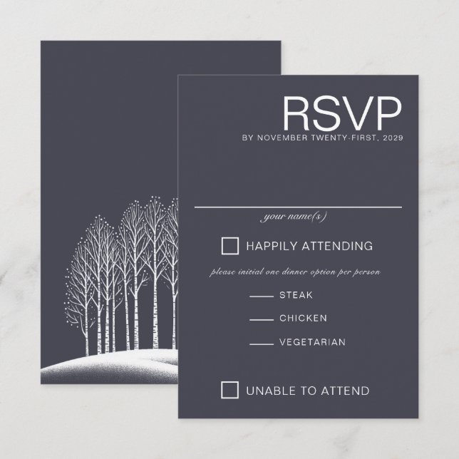 Winterbäume RSVP Karte (Vorne/Hinten)