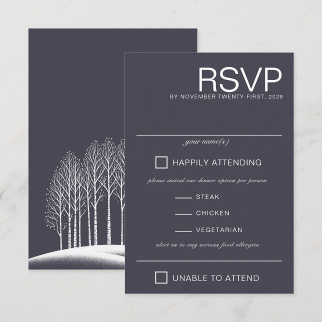 Winterbäume RSVP Karte (Vorne/Hinten)