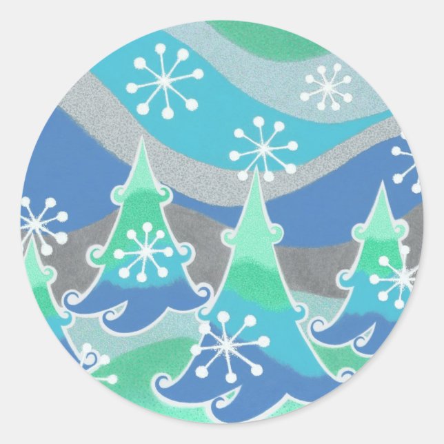 Winterbäume, Rundaufkleber Runder Aufkleber (Vorderseite)