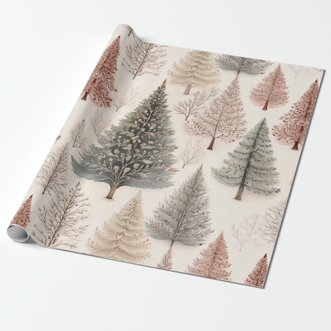 Winterbäume - Rustikaler Urlaubswald (2) Geschenkpapier (Ungerollt)