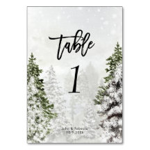 Winterbäume Schneeszene Hochzeitskarte Tischnummer