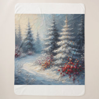 Winterbäume und Blume Blanket Sherpadecke