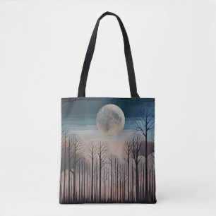 Winterbäume und Vollmond Tasche