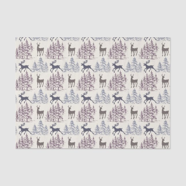 Winterbäume und Wildtiere Seidenpapier (Vorderseite)