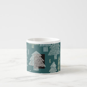 Winterbäume, vintage Weihnachtsmuster. Espressotasse
