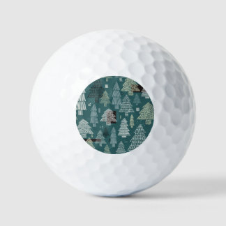 Winterbäume, vintage Weihnachtsmuster. Golfball
